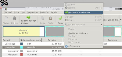 Cambiar tamaño partición / raíz virtual ext4 con GParted en VMware Workstation