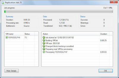 Verificación de trabajo de réplica de máquina virtual VMware vSphere Hypervisor ESXi con Veeam Backup & Replication