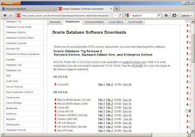 CD o ficheros de instalación de Oracle Database 11g Release 2 x64