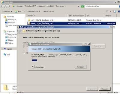 CD o ficheros de instalación de Oracle Database 11g Release 2 x64
