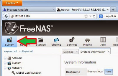 Configuración global de FreeNAS