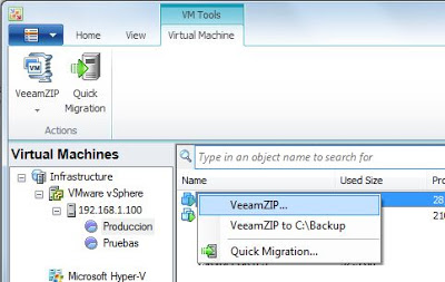 Realizar copia de seguridad de máquina virtual VMware online (en caliente) con Veeam Backup & Replication