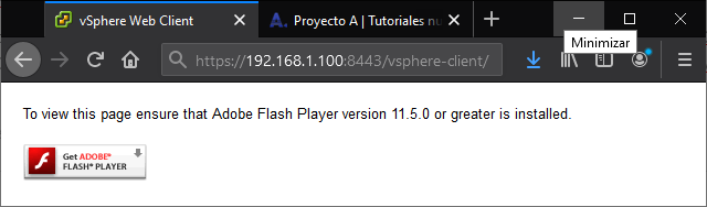 Problema de acceso mediante VMware vSphere Web Client con la desactivación de Flash Player
