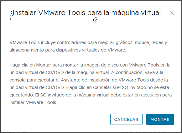 Montar CD/DVD con el instalador de las VMware Tools