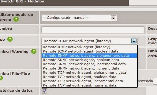Añadir módulos (sensores, sondas) para monitorizar CPU, Temperatura, Voltaje, Fuente Alimentación, Ventilador de switch Cisco en en Pandora FMS mediante SNMP