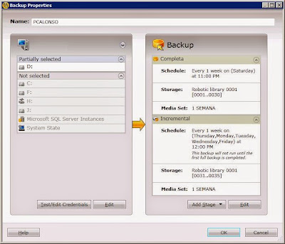 Programar tarea de copia de seguridad para backup de servidor en Symantec Backup Exec 2012