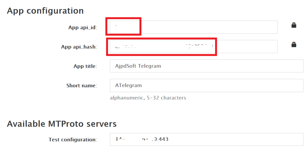 Alta de App en Telegram con nuestro usuario para obtener api_id y api_hash