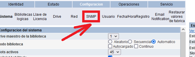 Activar protocolo SNMP en librería robótica Fujitsu Eternus LT60