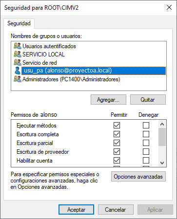 Establecer permisos para acceso a WMI en Windows en Windows 10 y Windows Server 2019