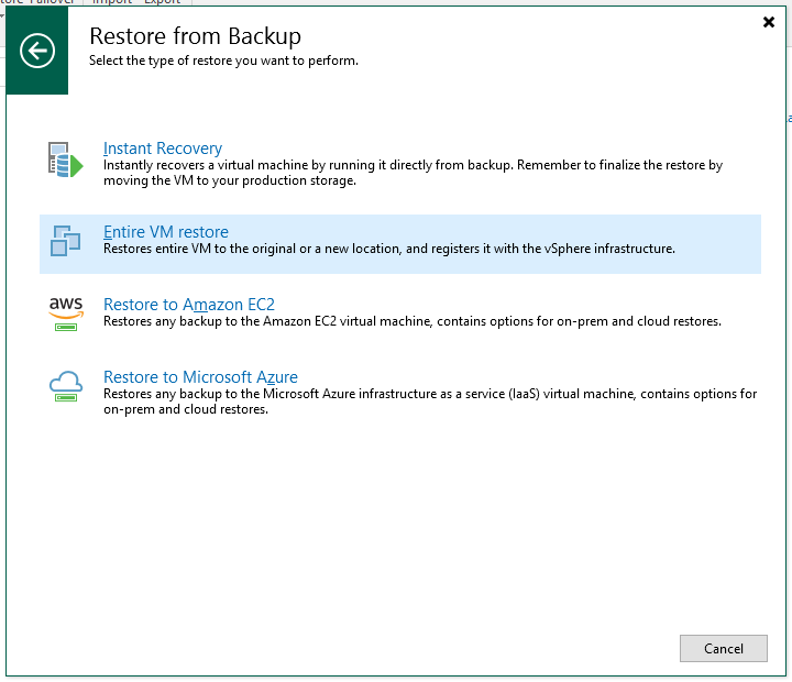 Recuperar máquina virtual completa desde copia de seguridad con Veeam Backup & Replication en VMware