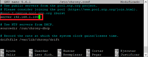 Configurar cliente Linux para sincronización de hora automática con servidor Linux interno