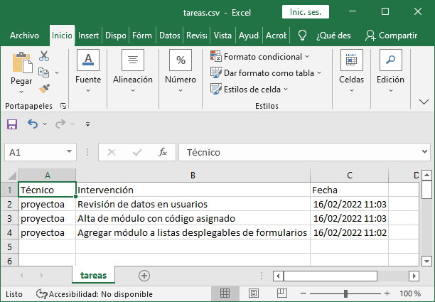 Abrir fichero CSV exportado con Libre Office Calc y Excel