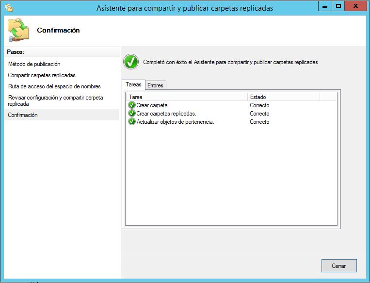 Montar servidor DFS Sistema de archivos distribuido en Windows Server 2012 R2