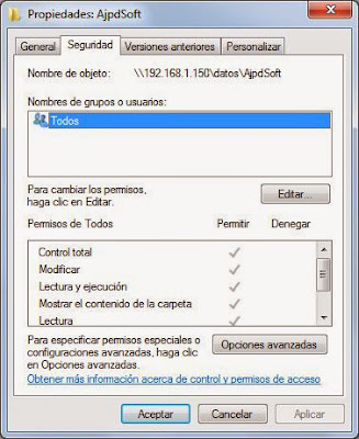 Acceso a servidor CIFS desde equipo con Microsoft Windows 7 agregado al dominio, establecer permisos a carpetas CIFS