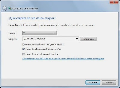Conectar unidad de red de servidor de ficheros CIFS en equipo Windows 7