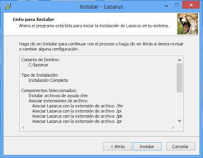Instalar Free Pascal Lazarus x64 en Windows 8 x64