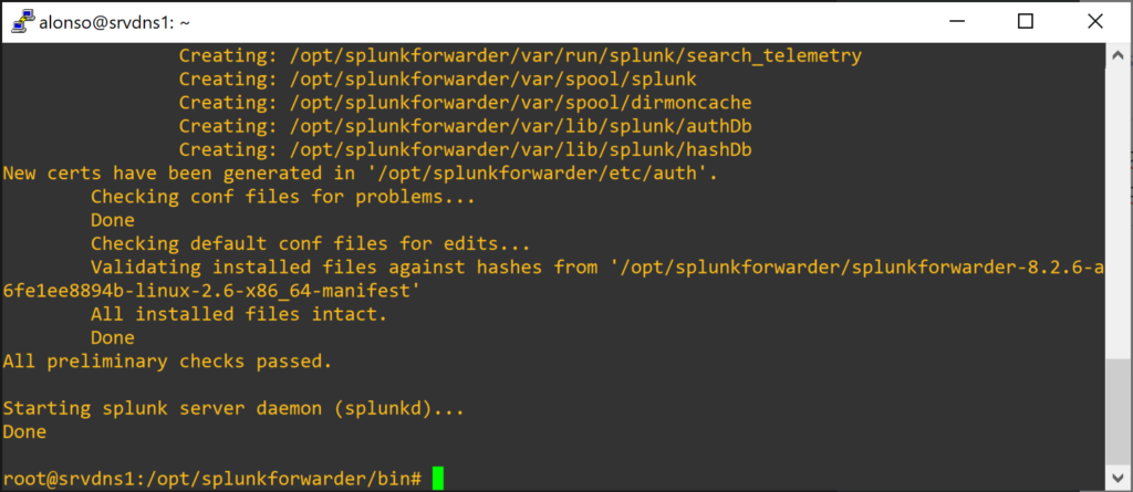Descarga e instalación de Splunk Universal Forwarder 8.2.6 for Linux