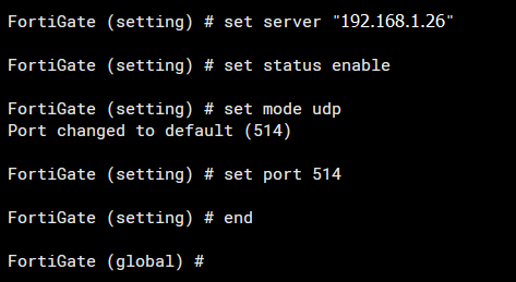 Configurar Fortigate par enviar datos a servidor SIEM Splunk