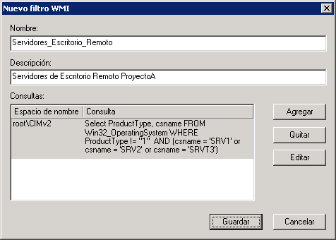 Aplicar filtro WMI a directiva GPO para que sólo se aplique en determinados servidores
