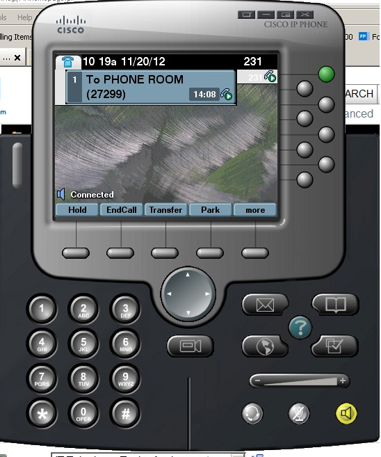 La aplicación en funcionamiento para mostrar la ventana de Cisco IP Comunicator y marcar una extensión de teléfono