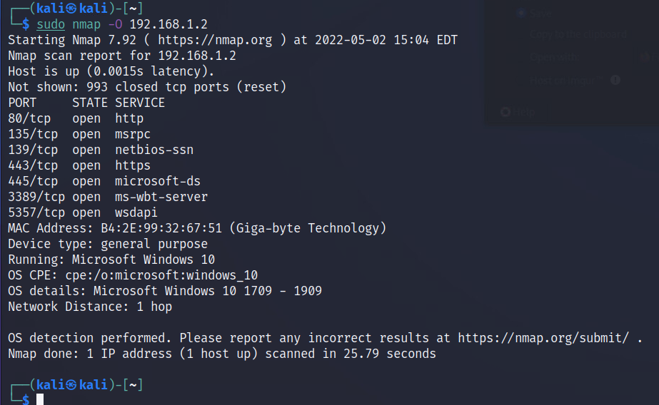 Primer escaneo de la red, puertos abiertos, información de sistema operativo en Kali Linux con nmap