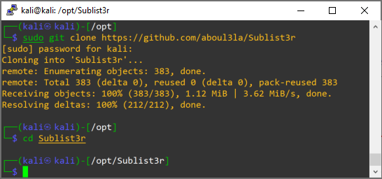 Clonar repositorio GitHub en Kali Linux, instalar sublist3r