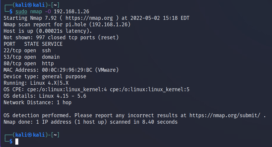 Primer escaneo de la red, puertos abiertos, información de sistema operativo en Kali Linux con nmap