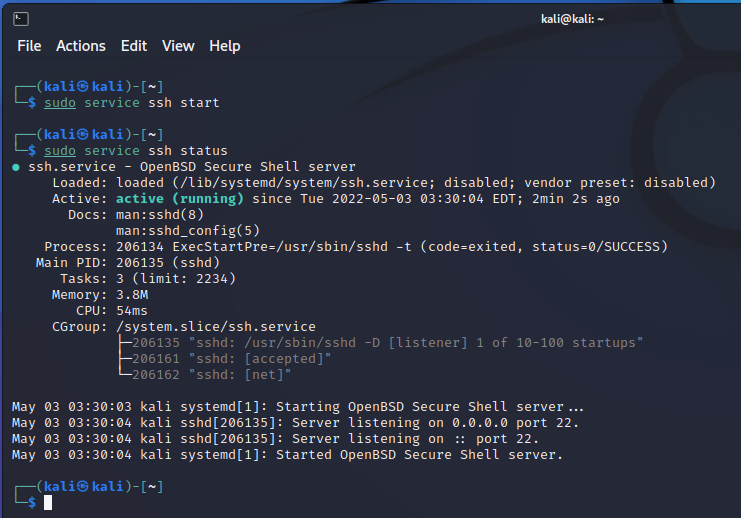 Activar acceso por SSH a equipo Kali Linux