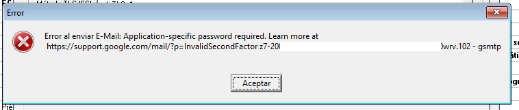 Error  Application-specific password required InvalidSecondFactor y la causa que lo produce