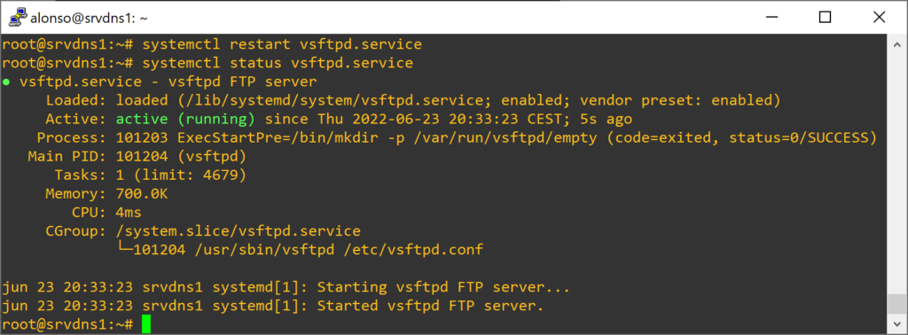 Configuración del servidor FTP vsftpd