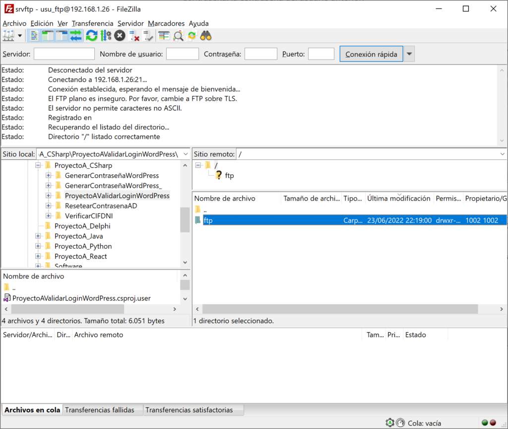 Acceder al servidor FTP con Filezilla desde un equipo Windows (o Linux / MacOS)