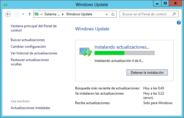 Solución al error mediante instalación de actualizaciones opcionales de Windows Update