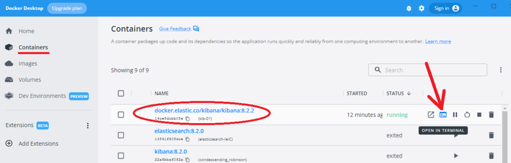 Iniciando Elasticksearch y Kibana desde Docker Desktop de Windows