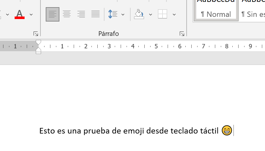 Insertar emoticono emoji con teclado táctil en Windows