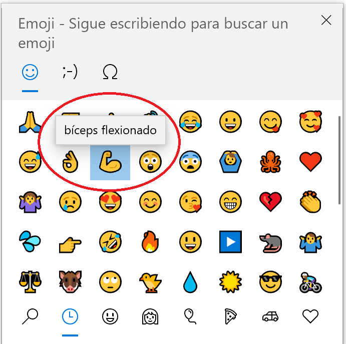 Forma rápida de mostrar panel de emoji emoticonos en Windows con pulsación de teclas