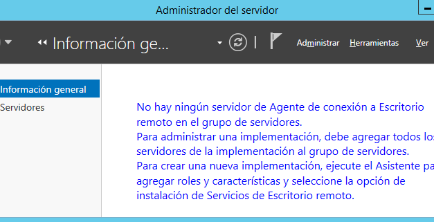 Solución al error No hay ningún servidor Agente conexión Escritorio remoto en Windows Server