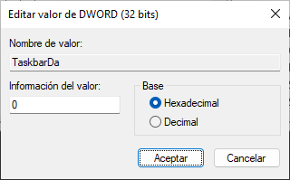 Desactivar widgets de Windows 11 mediante Editor de registro