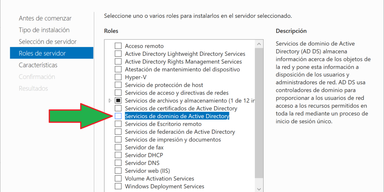 Instalar rol de Servicios de dominio de Active Directory AD DS en Windows Server 2022