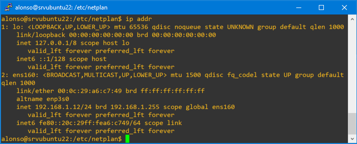 Establecer IP estática en Linux Ubuntu Server 22