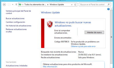 Posible solución a error 80070BC9 en Windows Update