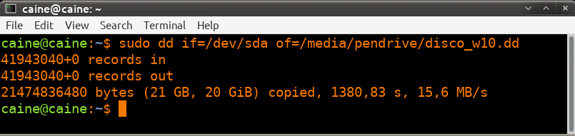 Adquisición de disco duro a fichero de imagen con dd