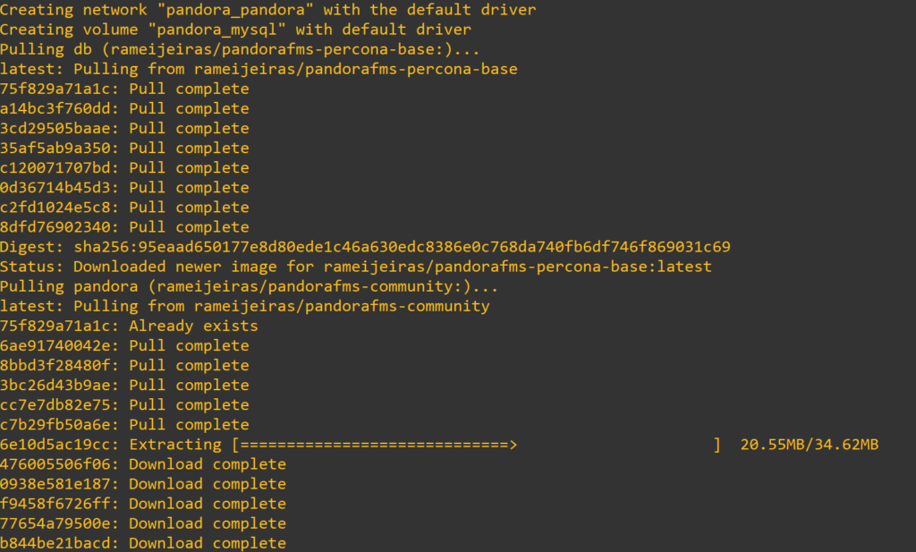 Preparar fichero docker-compose.yml para instalar contenedores Pandora FMS con persistencia en MySQL