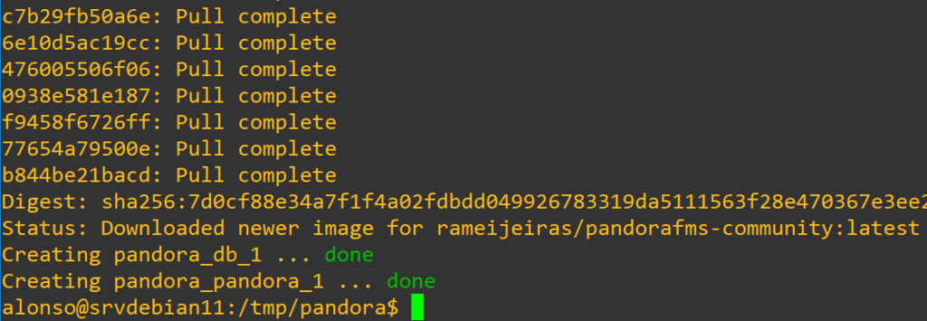 Preparar fichero docker-compose.yml para instalar contenedores Pandora FMS con persistencia en MySQL
