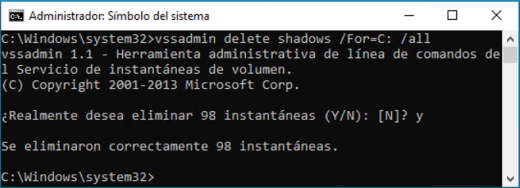 Eliminar instantáneas o snapshot de Windows de forma manual para liberar espacio en System Volume Information