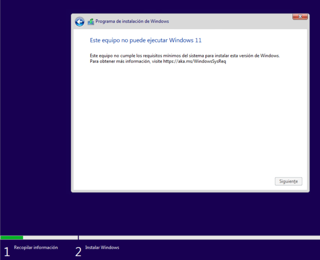 Solución al error este equipo no cumple con los requisitos mínimos para instalar Windows 11