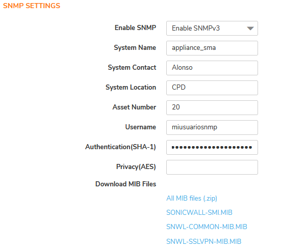 Requisitos para monitorizar dispositivo Sonicwall SMA por SNMP con Pandora FMS
