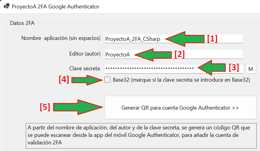 La aplicación C# de doble factor con Google Authenticator en funcionamiento