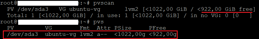 Extender espacio en partición LVM de Linux Ubuntu Server