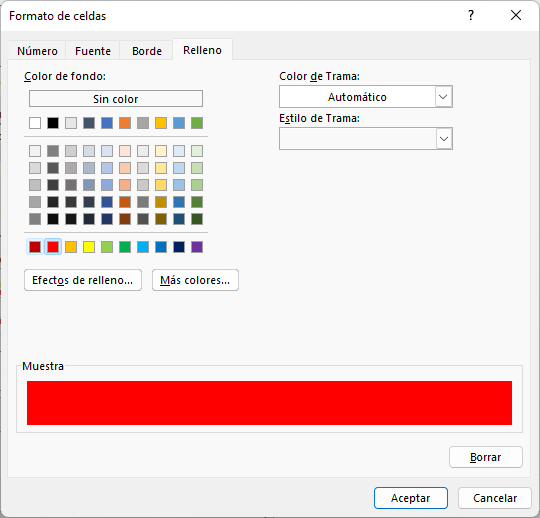 Colorear fondo de celda en Excel en función de su valor