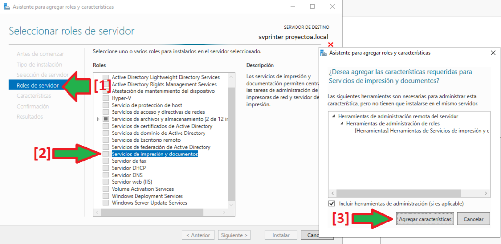 Instalar rol de Servidor de Impresión en servidor con Windows Server 2022